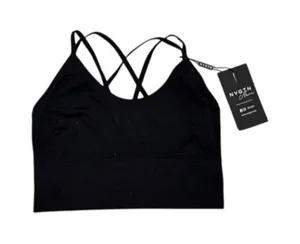 NWT NVGTN Strappy Racerback Seamless Sports Bra Black Size Medium thumbnail 1