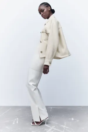 ZARA Cream textured golden button jacket thumbnail 3