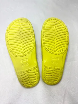 CROCS‎ Bright Neon Yellow Slide Sandals Women size 7 Men size 5 thumbnail 6