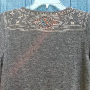 Anthropologie THML Embroidered Sweater Dress Grey v6x thumbnail 5