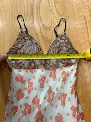NWT Urban Outfitters‎ Harper Lace Printed Midi Dress Floral Slip Asymmetric XS thumbnail 5