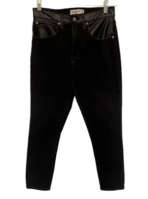 Abercrombie & Fitch Super Skinny Ankle Women Jeans Sz 6 Y2K Grunge Faux Leather thumbnail 1