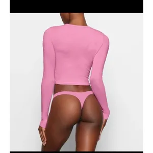 SKIMS New Vintage Long Cropped Sleeve T-Shirt | Pink | Size S thumbnail 2
