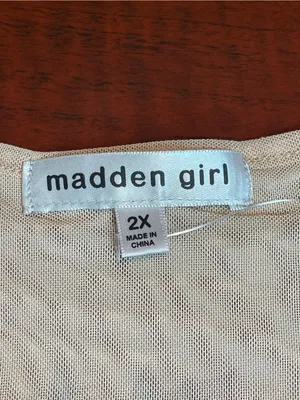 Madden Girl Y2K Tattoo Print Mesh Long Sleeve Top Butterflies Hearts Roses 2XL thumbnail 10
