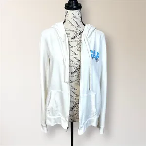 Vintage GAP Floral Embroidered Logo Full Zip Hoodie M White Blue Sweatshirt Y2K thumbnail 4