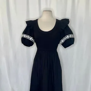 NWT!! CLEOBELLA‎ Selma Midi Dress Embroidered Black Ruffle Puff Sleeves X-Small thumbnail 3
