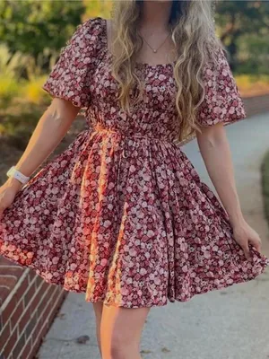 NWT Altar'd State Rochelle floral mini dress smocked bodice puff sleeves Sz S thumbnail 2