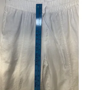 Athleta White 100% Linen Jogger Pants Small Drawstring Elastic Waist Tapered Leg thumbnail 7