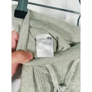 UNIQLO Womens Ribbed Knit Wide Leg Lounge Pants Size S Green Drawstring Casual thumbnail 6