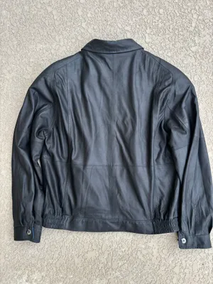 Remy Men's Lambskin Leather Bomber Jacket Black Blue Trim Sz 38 Small thumbnail 6