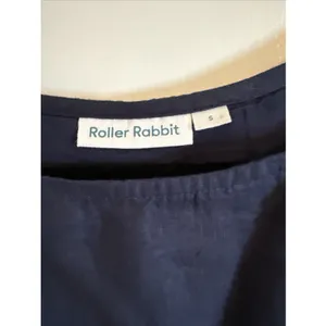 Roller Rabbit Lorena Navy 100% Linen Shift Dress 3/4 Sleeves Lined Pockets Sm thumbnail 2