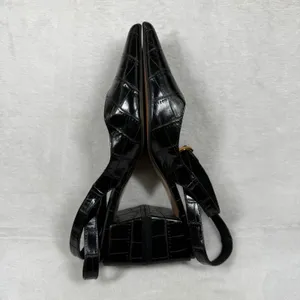 ASOS Design Black Croc Embossed Pointed Toe‎ Slingback Block Heel Pumps Womens 7 thumbnail 12