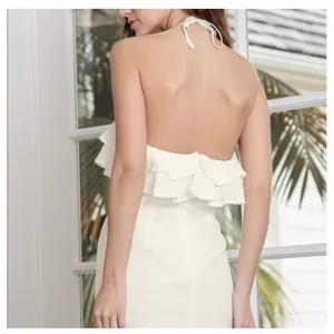 Lulus Halter White‎ purely simple ruffle mini Dress Size Small NWT thumbnail 2