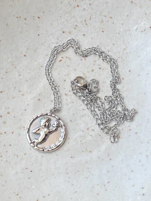 Handmade fully stainless steel angel cherub goth cute chic fairy necklace👼💗 thumbnail 3