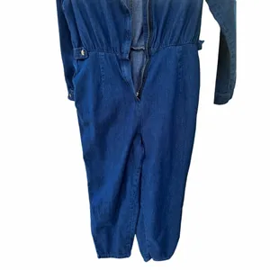 NWOT Rare ASOS Denim Jean Jumpsuit Romper with front zipper and button detail thumbnail 11