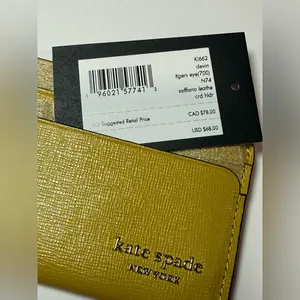 Kate Spade Devin Saffiano Leather Card Holder Tiger’s Eye (Yellow) NWT thumbnail 6