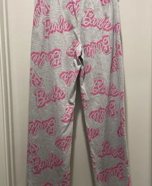NWT Grey & Pink Barbie Logo Graphic Printed PJ Pajama Bottoms Lounge Pants - S thumbnail 8