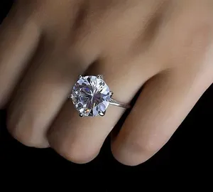 Single Solitaire Real 925 Silver 5ct Diamond Ring thumbnail 5