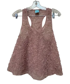 Y2K 3D Rosette Mesh Tank Pink Coquette Fairycore M thumbnail 1