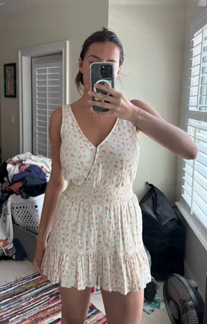 American Eagle floral romper cream thumbnail 2