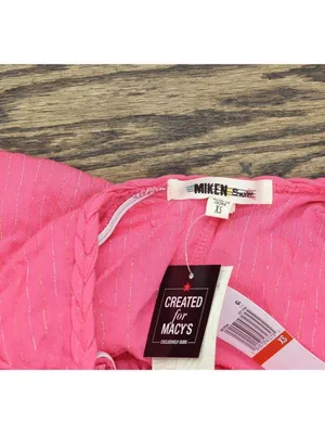 NWT Miken Juniors Tiered Dress Swim Cover Up I9672P544 Hot Pink Lurex Stripe XS thumbnail 5