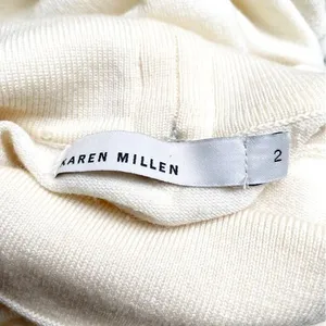 Karen Millen Wool Blend Sweater Dress Size 2 Cream Knit Bodycon Mock Neck Mini thumbnail 9