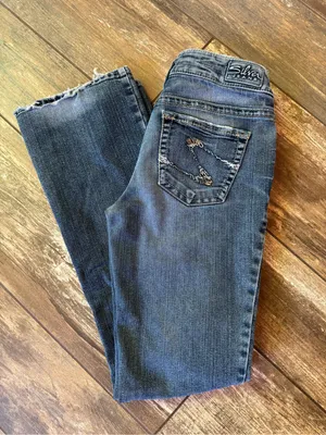 Distressed Suki Silver Jeans Medium Blue Bootcut Jeans size 27 thumbnail 1