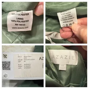Azazie Diana, knee-length, V-neck bridesmaid/cocktail dress Sz 4 Sage Green/Agav thumbnail 4