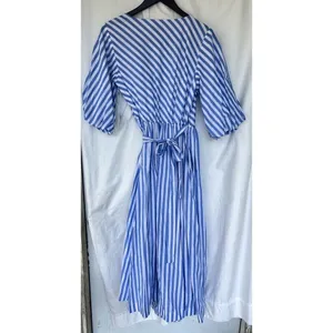 Staud Jodie Midi Wrap Dress Sea Stripe S Bridal Wedding Guest Coastal Nautical thumbnail 8