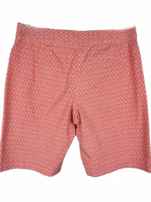 TALBOTS Coral/Orange and White Geometric Patterned Bermuda Shorts Size 16 thumbnail 3