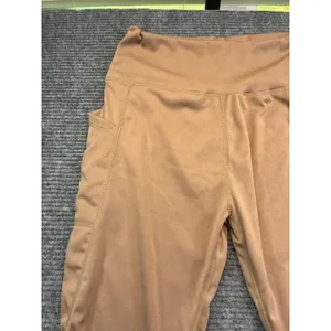 Womens Tan High Waisted Athletic Leggings‎ with Side Pockets Size Large Camel thumbnail 3