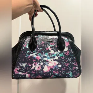 Vintage Charles Jourdan Floral‎ Black Handbag thumbnail 2