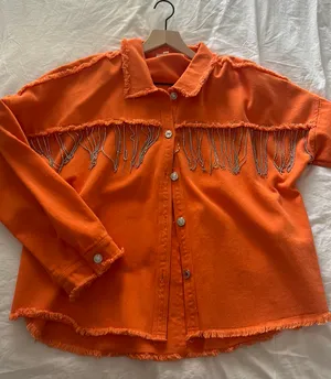 Denim Style Jacket Orange Size M thumbnail 4