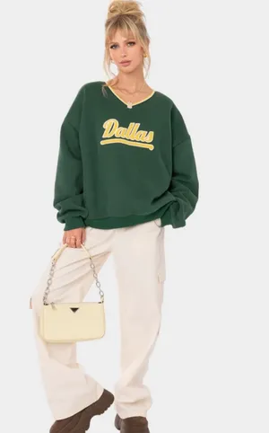 edikted green oversized sweatshirt dallas green Small thumbnail 2