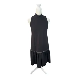 Pearl by Lela Rose Black Drop Waist Mini Dress Mock Neck XS thumbnail 3