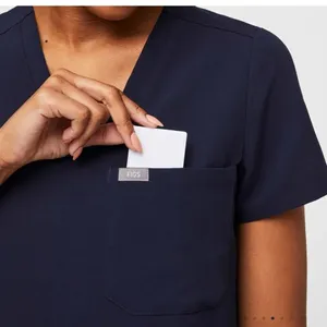 Like new by figs Casma Three-Pocket Scrub Top™ Navy Blue Women's V-Neck Top thumbnail 3