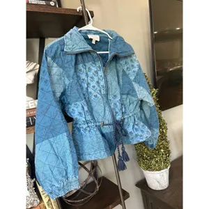 Cleobella Quilted Patchwork Lightweight Jacket Indigo Womens Size Small thumbnail 10