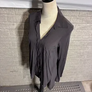 Pleione‎ Womens Gray Long Sleeve Button Down Blouse Shirt Size M KAB52726RK thumbnail 2