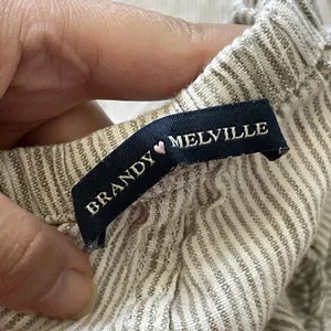 Brandy Melville Pants linen striped pull on womens Beige (one size) beach casual thumbnail 2