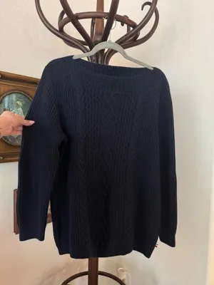 Vintage Tommy Hilfiger Boat Neck Navy Knit Sweater thumbnail 2