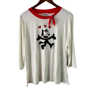 Unique Vintage‎ Felix The Cat Hearts Graphic Top Red Neck Tie Womens L thumbnail 10
