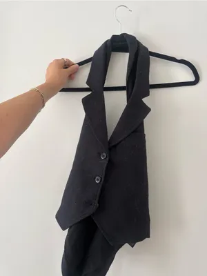 Free People black denim halter top M thumbnail 5