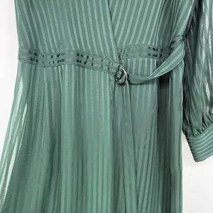 Bardot Womens Emerald Green Striped Midi Dress Sheer‎ Long Sleeve Size 8 thumbnail 4