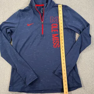 Ole Miss Rebels Nike Dri-fit Quarter Zip Pullover Women's Large Navy Blue Red thumbnail 5