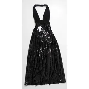 NWT!! WEWOREWHAT Black Sequin Halter Dress Full Length Maxi Glam Party‎ Size 2 thumbnail 7