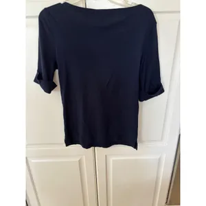 Lauren Ralph Lauren Womens Navy Blue Boatneck Cotton Top‎ Shoulder Zip Size M thumbnail 5
