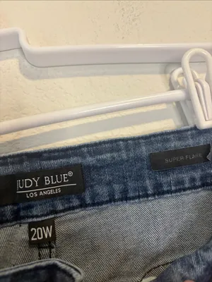 Judy Blue Dark Blue embroidered Star Accent super Flare bell bottom Jeans 20w thumbnail 2
