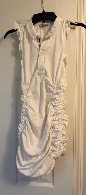 Anthropologie Daily Practice White Ruched Polo Dress thumbnail 1