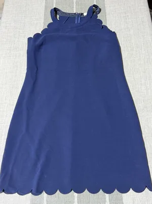 Maison Jules Navy Blue Scalloped Halter A-Line Dress Womens Size Medium M thumbnail 1