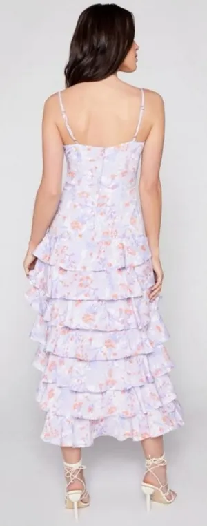 LIKELY NWT $248 Ariella Floral Tiered Ruffle Midi Dress Pastel Purple Women's 8‎ thumbnail 1
